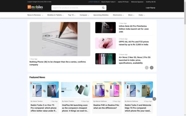 Screenshot of 91mobiles.com