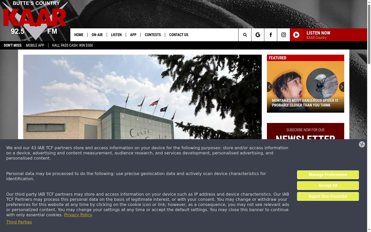 Screenshot del banner di consenso mostrato prima di qualsiasi interazione