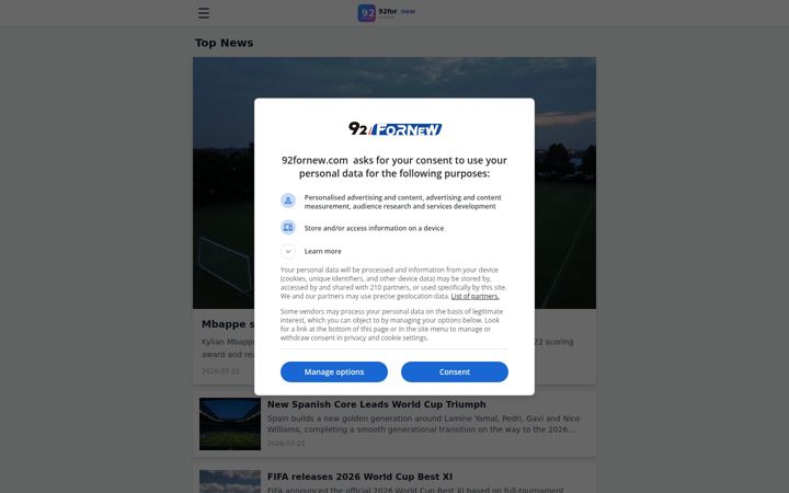 Screenshot of 92fornew.com
