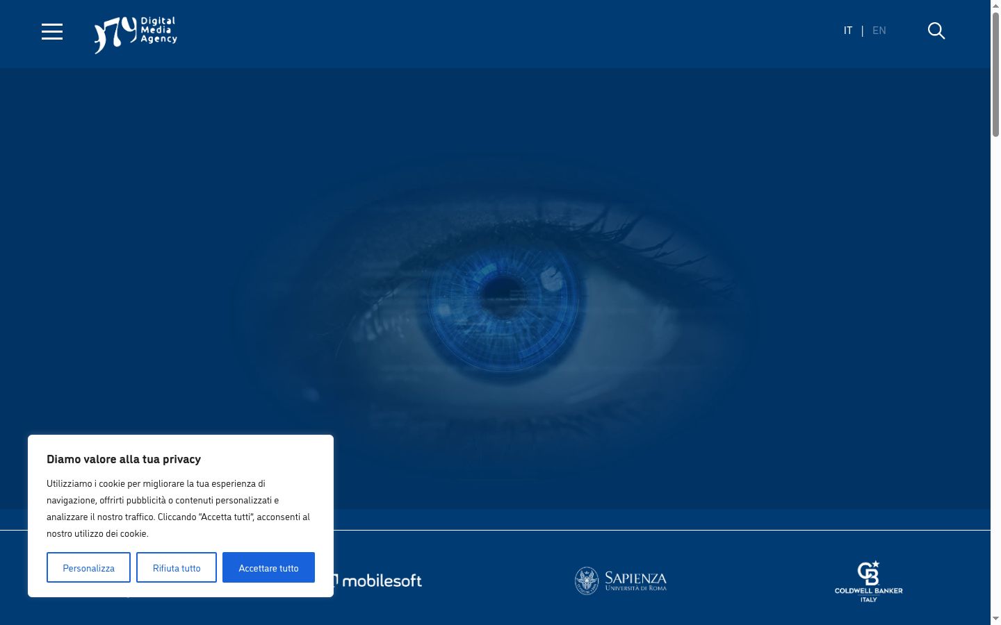 Screenshot del banner di consenso mostrato prima di qualsiasi interazione