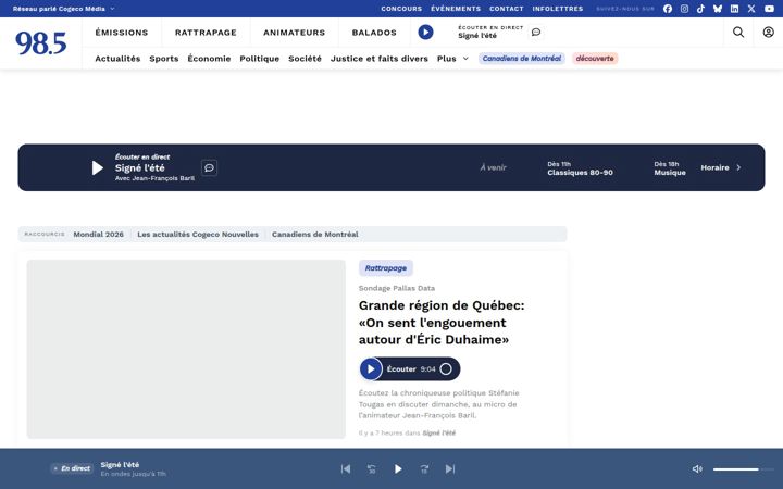 Screenshot of 985fm.ca