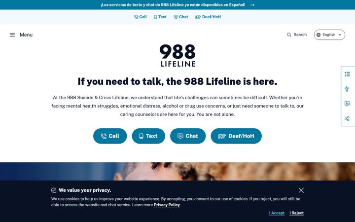 Screenshot di 988lifeline.org