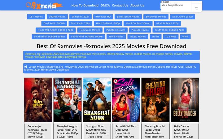 Screenshot of 9xmovies.flights