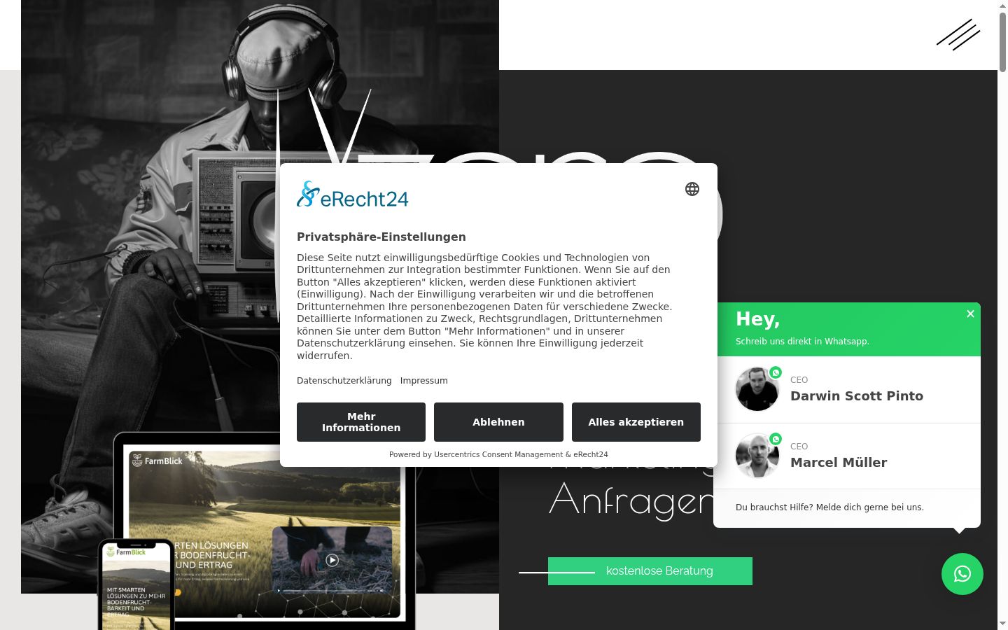 Screenshot of the consent banner shown before any interaction