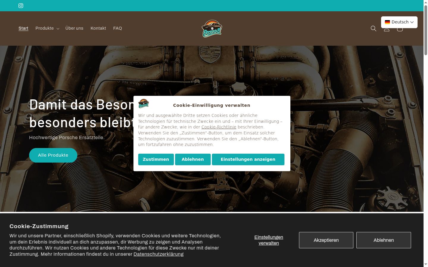 Capture d'écran de la bannière de consentement affichée avant toute interaction