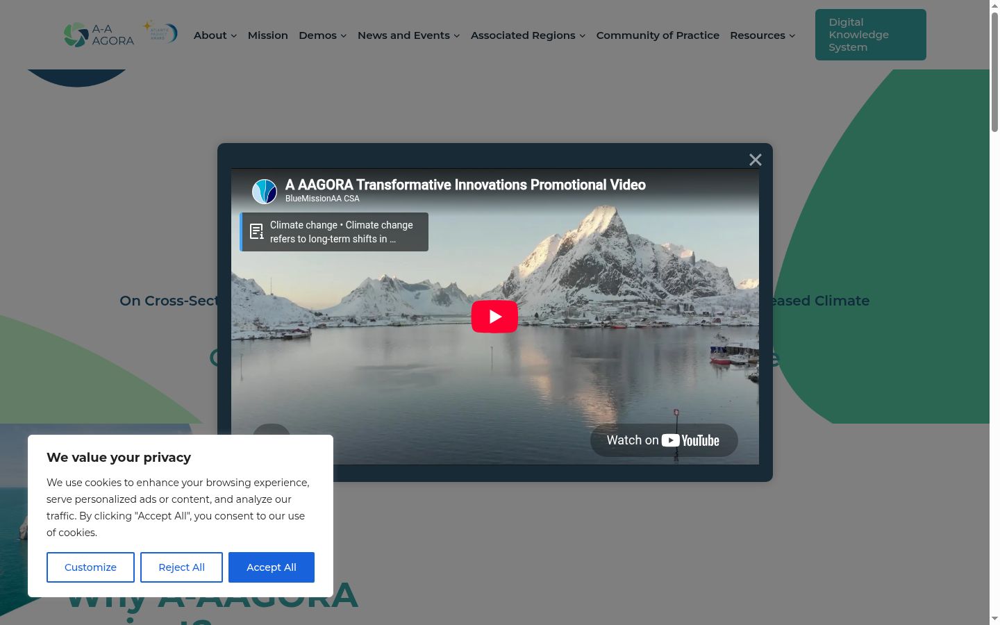 Screenshot del banner di consenso mostrato prima di qualsiasi interazione