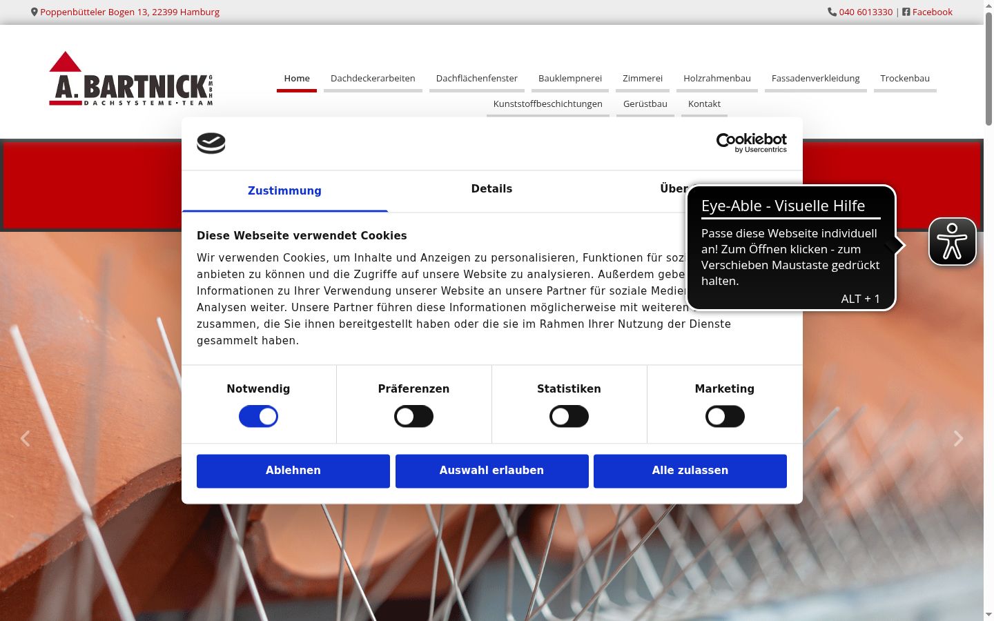 Screenshot del banner di consenso mostrato prima di qualsiasi interazione