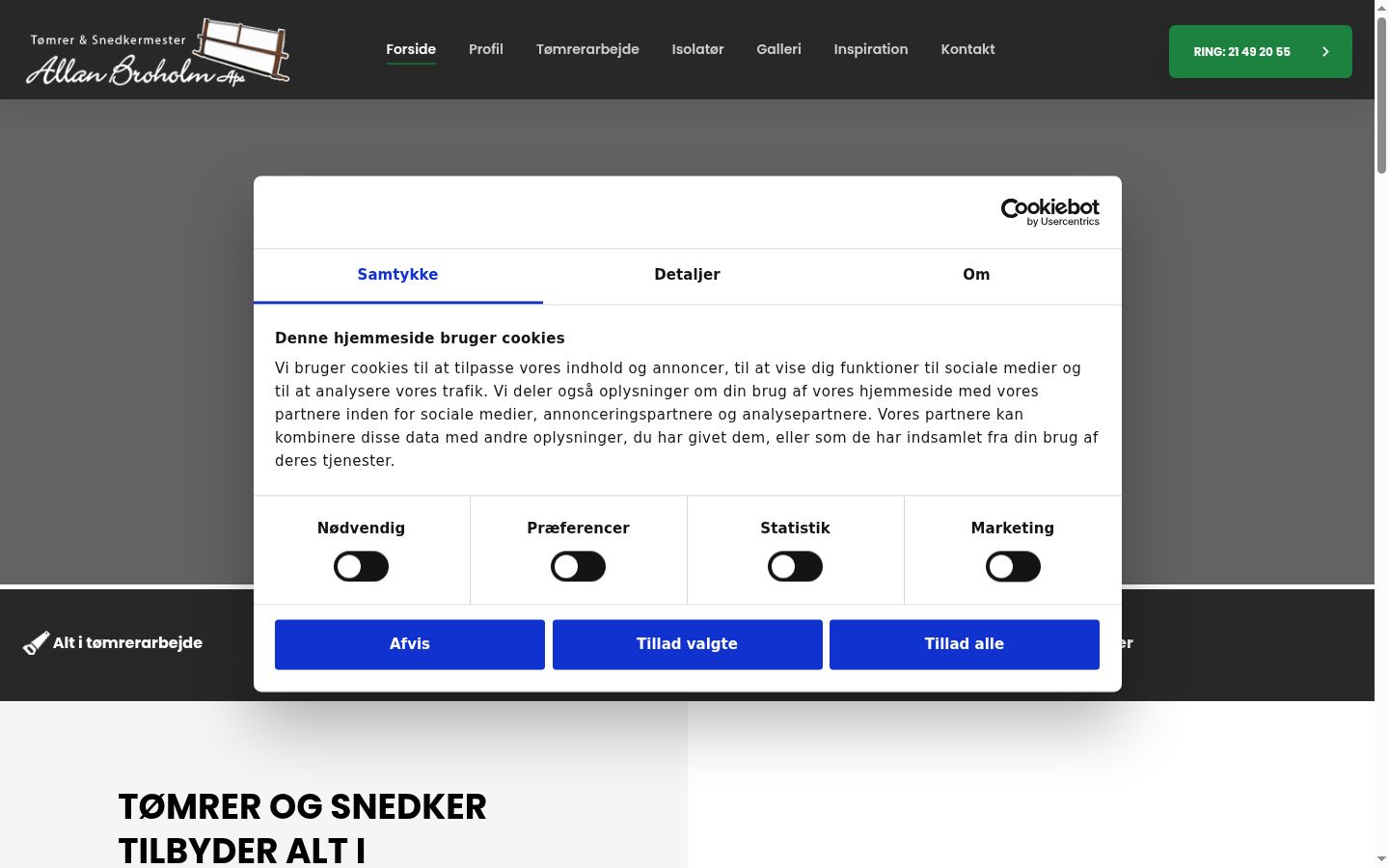 Screenshot del banner di consenso mostrato prima di qualsiasi interazione