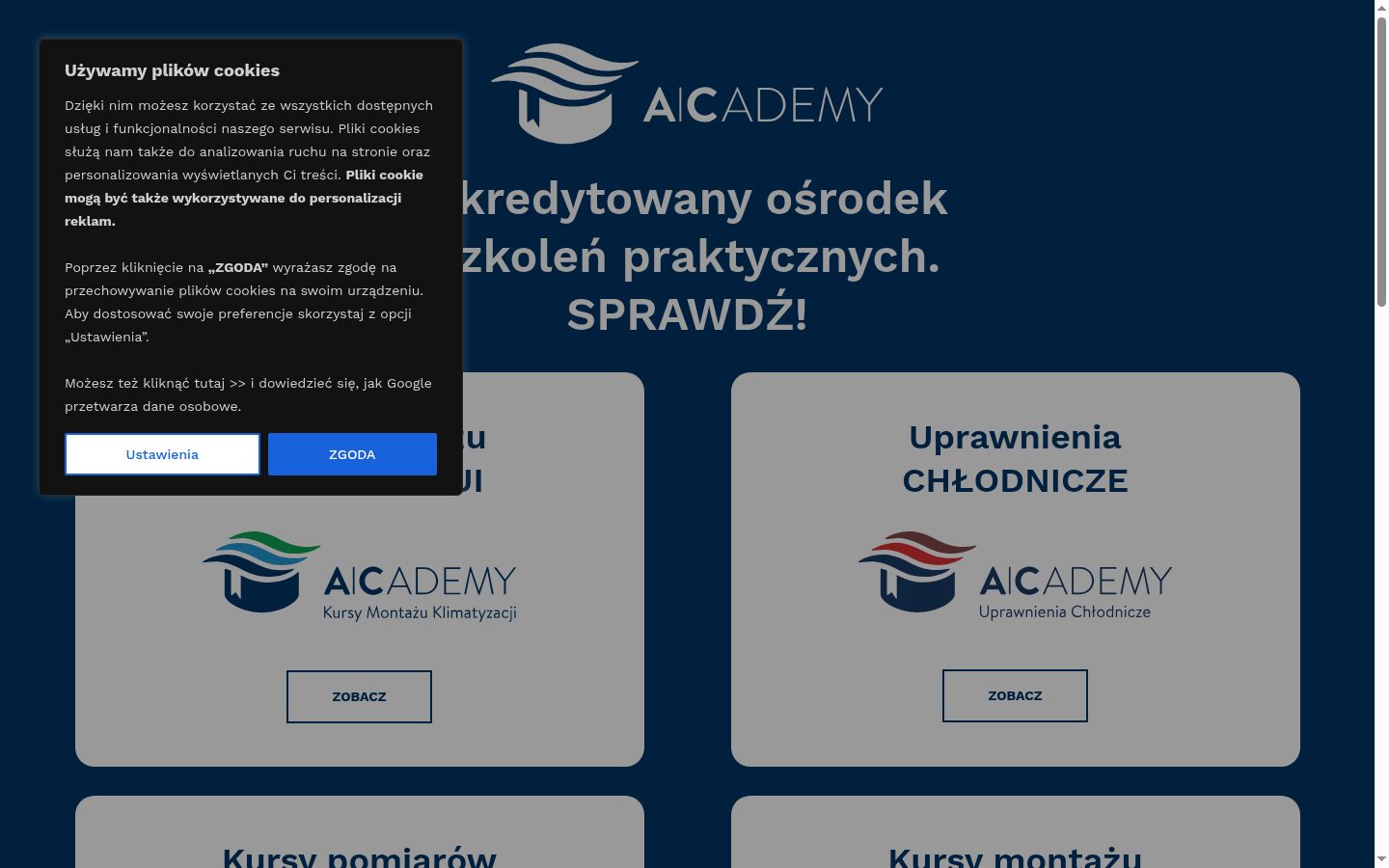 Zrzut ekranu banera zgody wyświetlanego przed jakąkolwiek interakcją