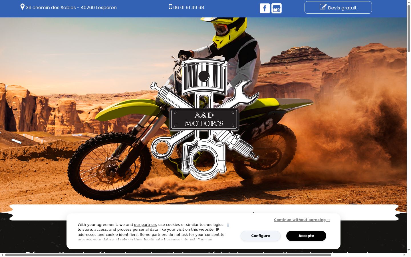Screenshot del banner di consenso mostrato prima di qualsiasi interazione