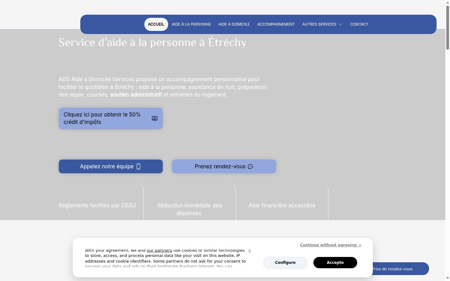 Screenshot of the consent banner shown before any interaction