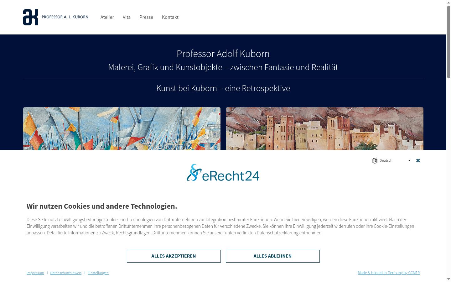 Screenshot del banner di consenso mostrato prima di qualsiasi interazione