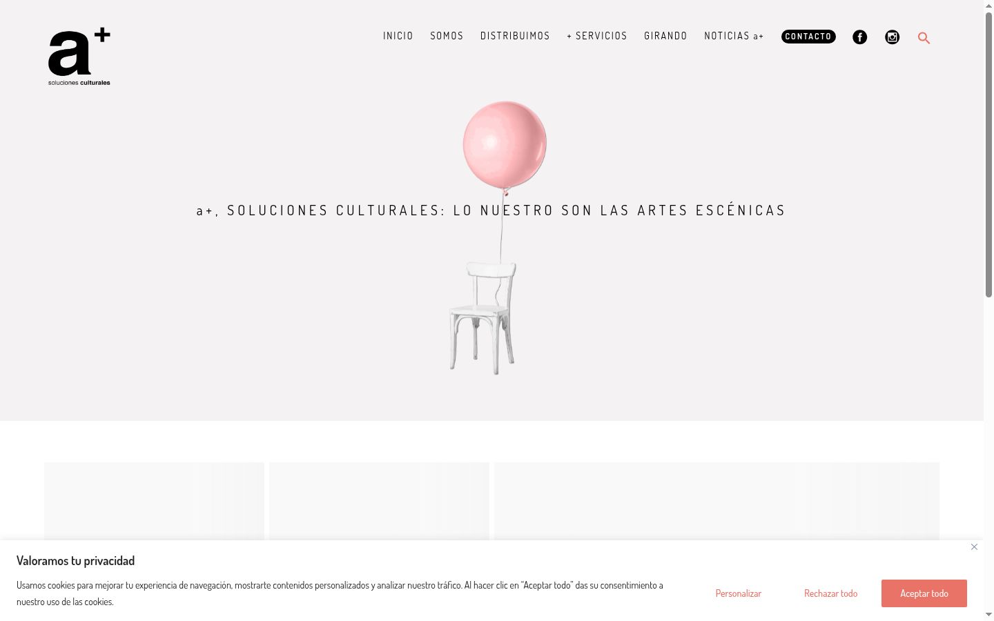 Captura de pantalla del banner de consentimiento mostrado antes de cualquier interacción