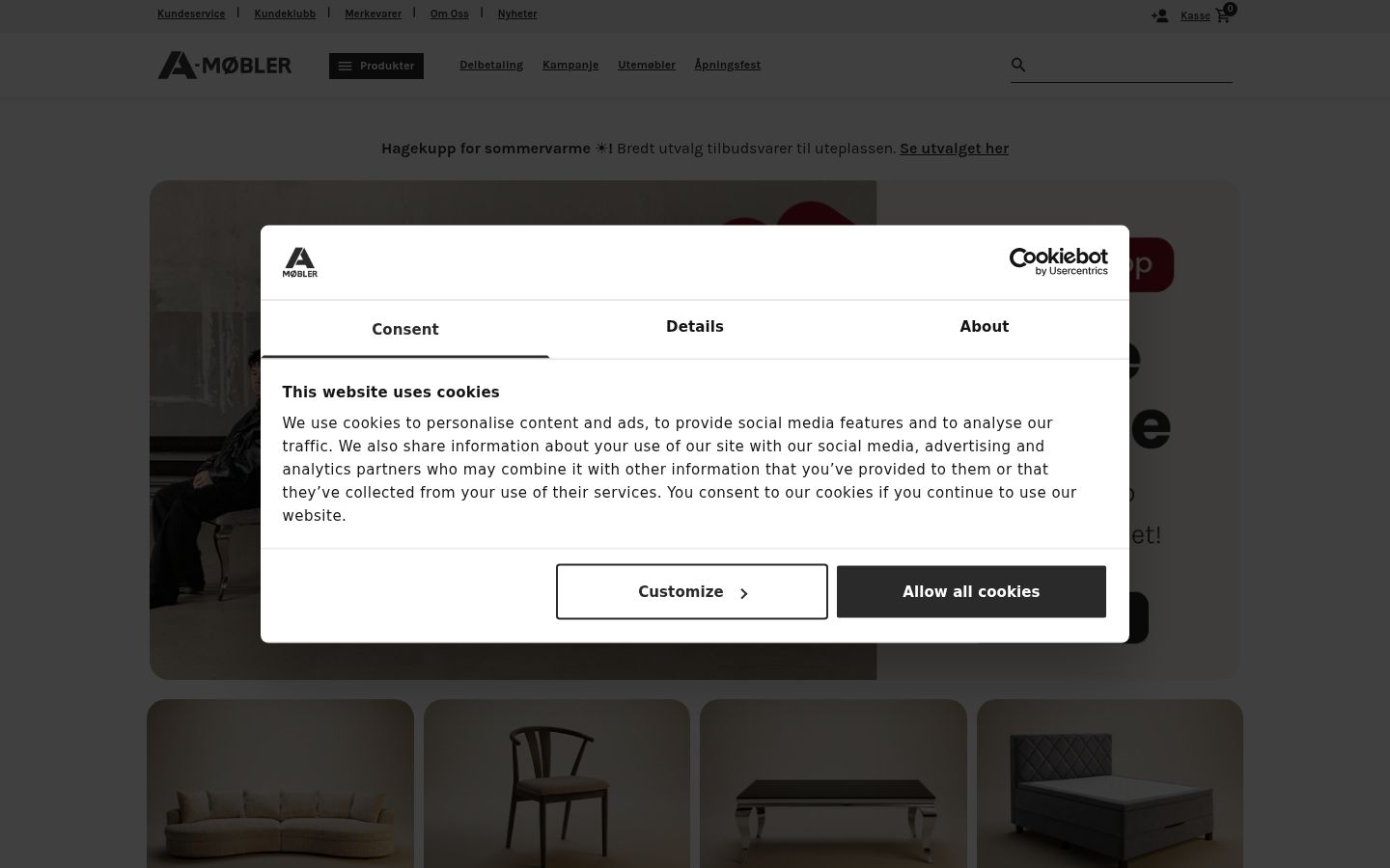Screenshot of the consent banner shown before any interaction