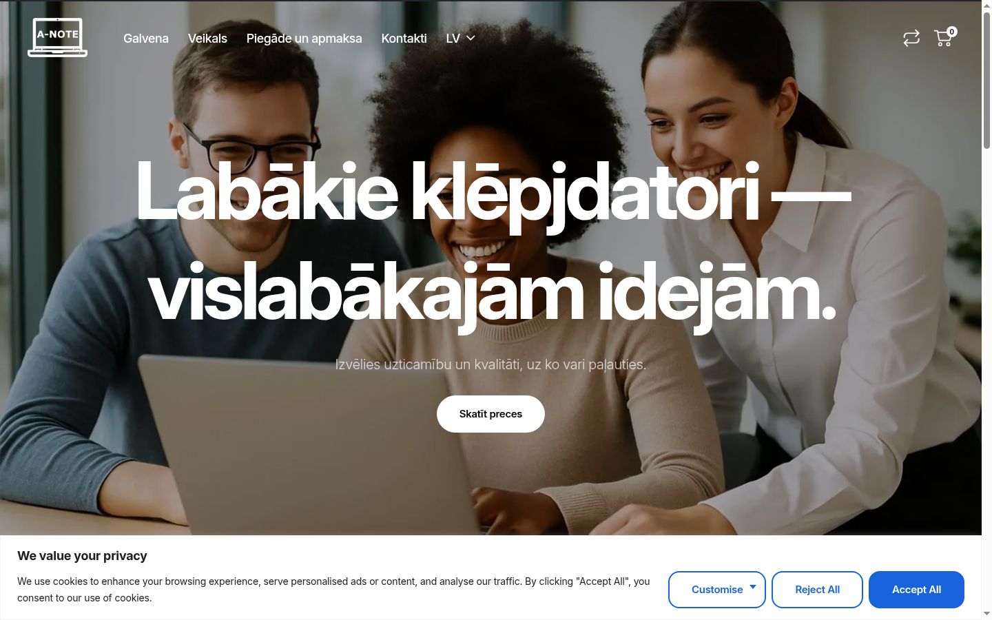 Screenshot of the consent banner shown before any interaction