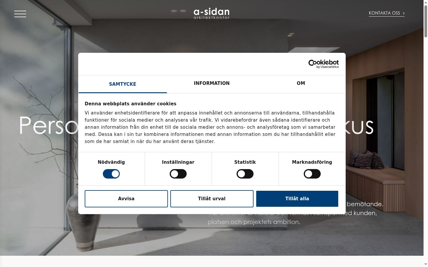 Screenshot of the consent banner shown before any interaction