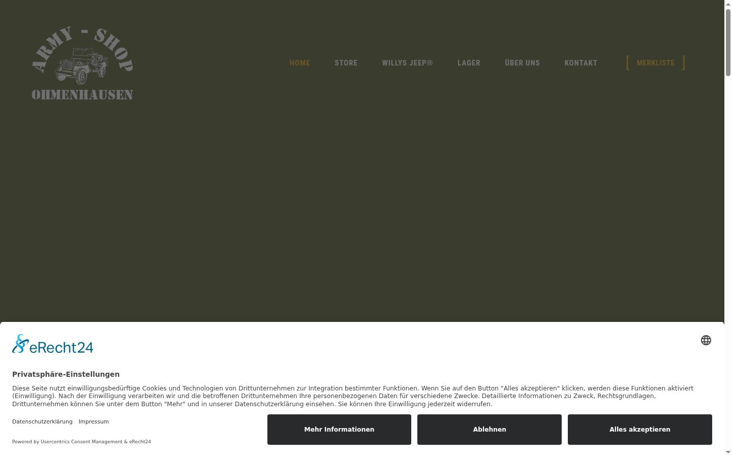 Captura de ecrã do banner de consentimento apresentado antes de qualquer interação