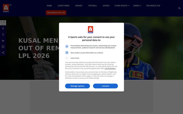Screenshot of a-sports.tv