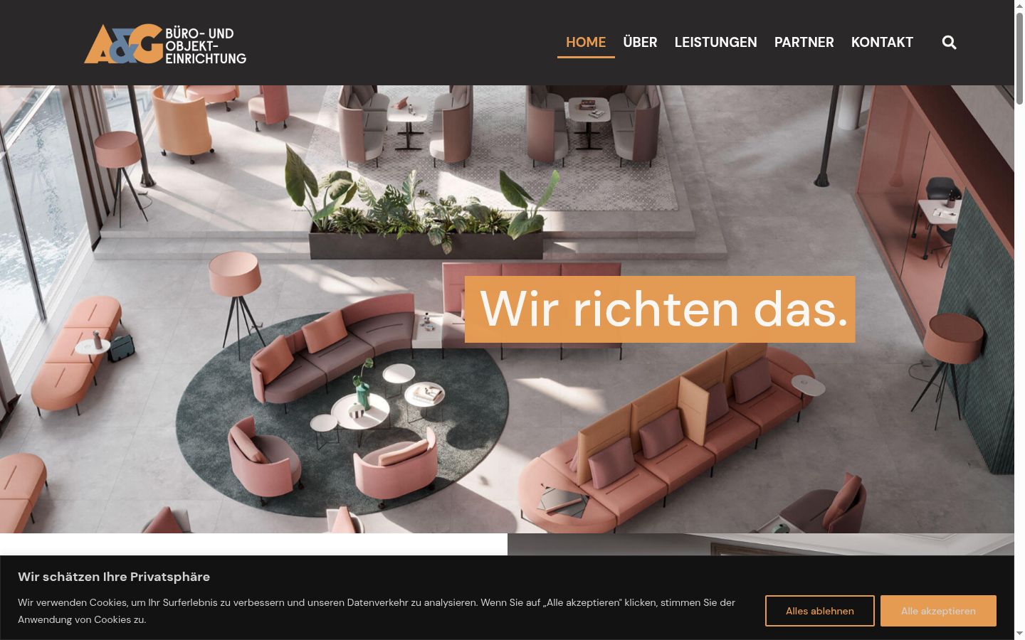 Screenshot des Einwilligungsbanners vor jeglicher Interaktion