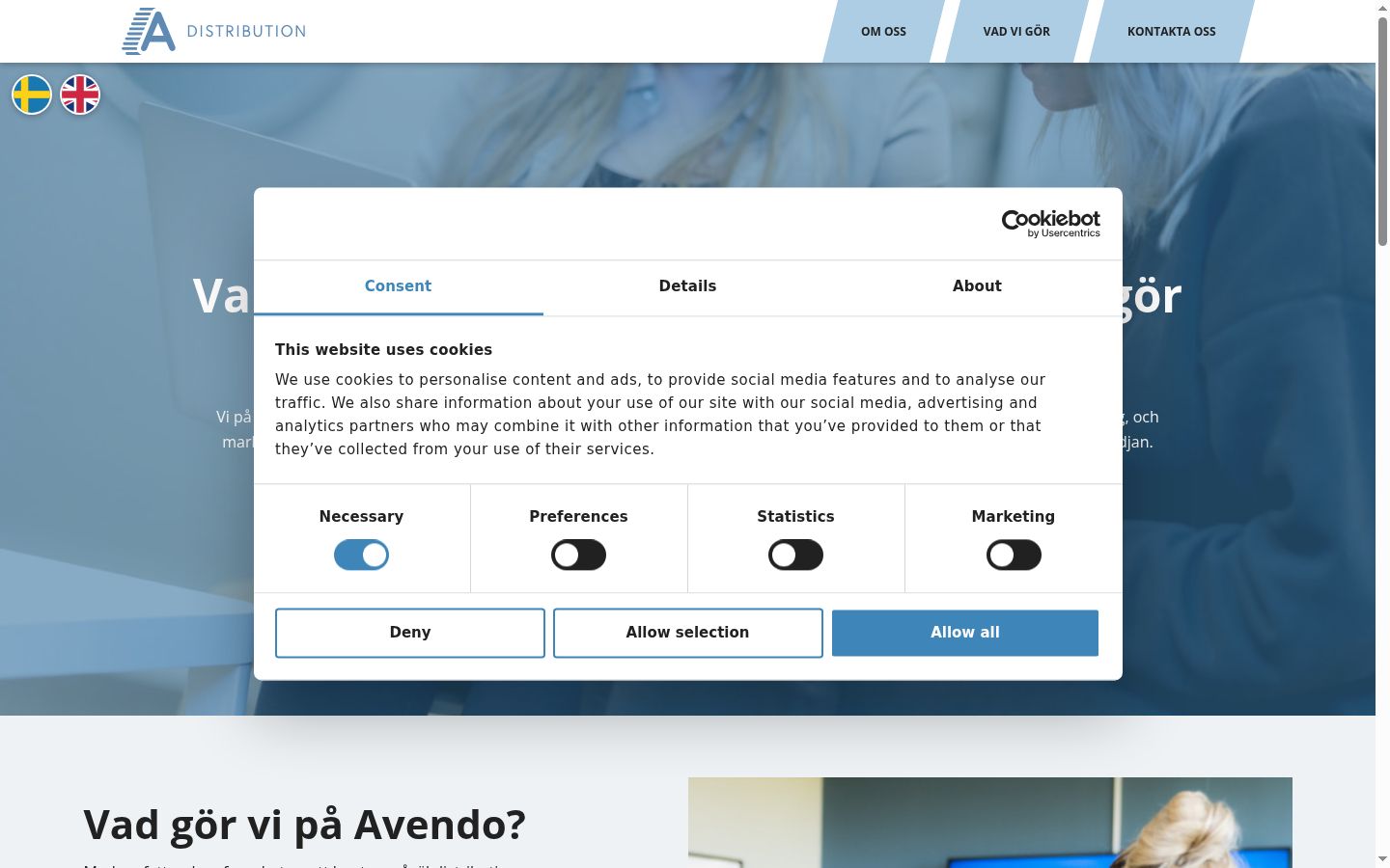 Screenshot of the consent banner shown before any interaction