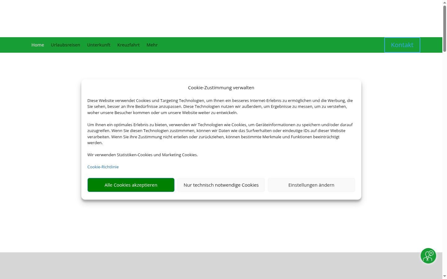 Screenshot van de toestemmingsbanner zoals getoond vóór enige interactie