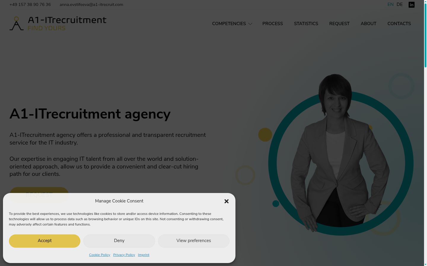 Captura de ecrã do banner de consentimento apresentado antes de qualquer interação
