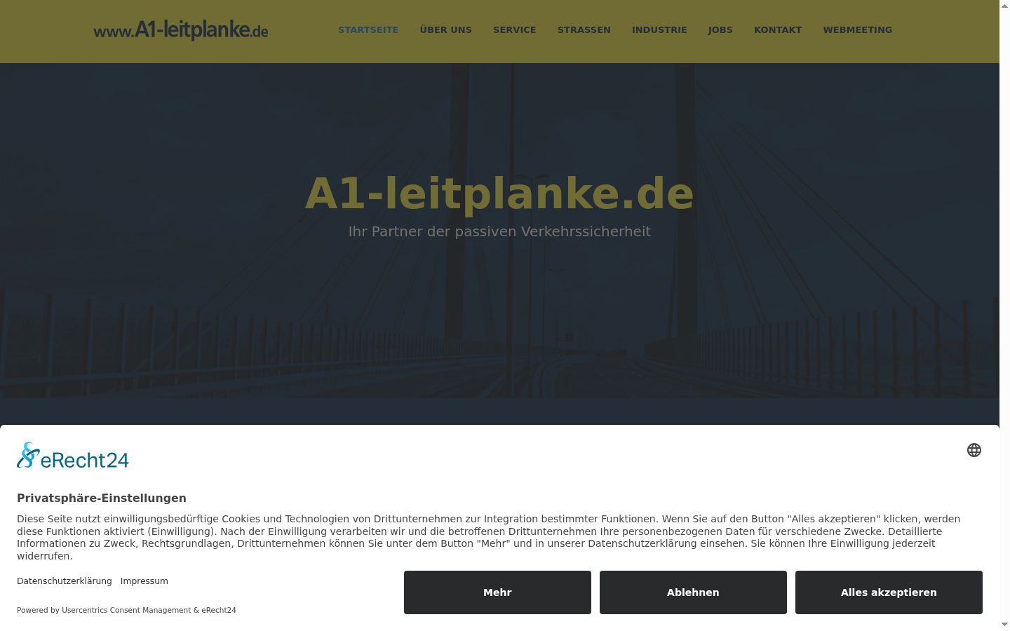 Screenshot des Einwilligungsbanners vor jeglicher Interaktion