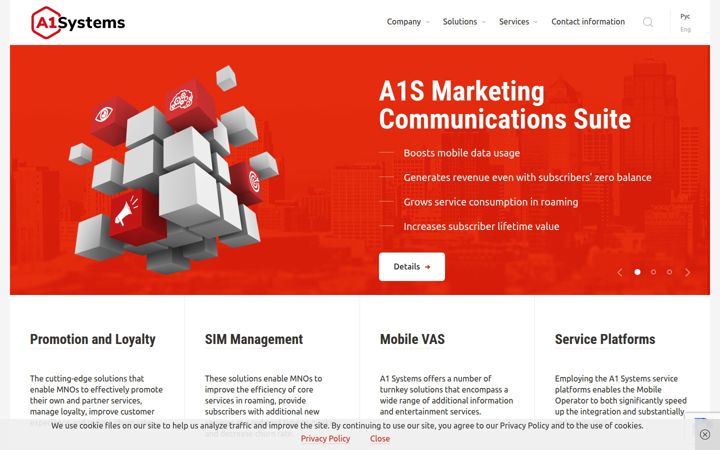 Screenshot stránky a1-systems.com