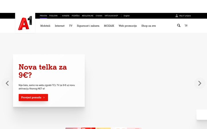 Screenshot stránky a1.hr