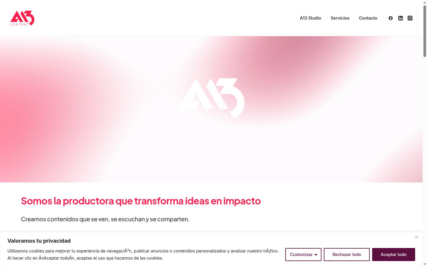 Screenshot of the consent banner shown before any interaction