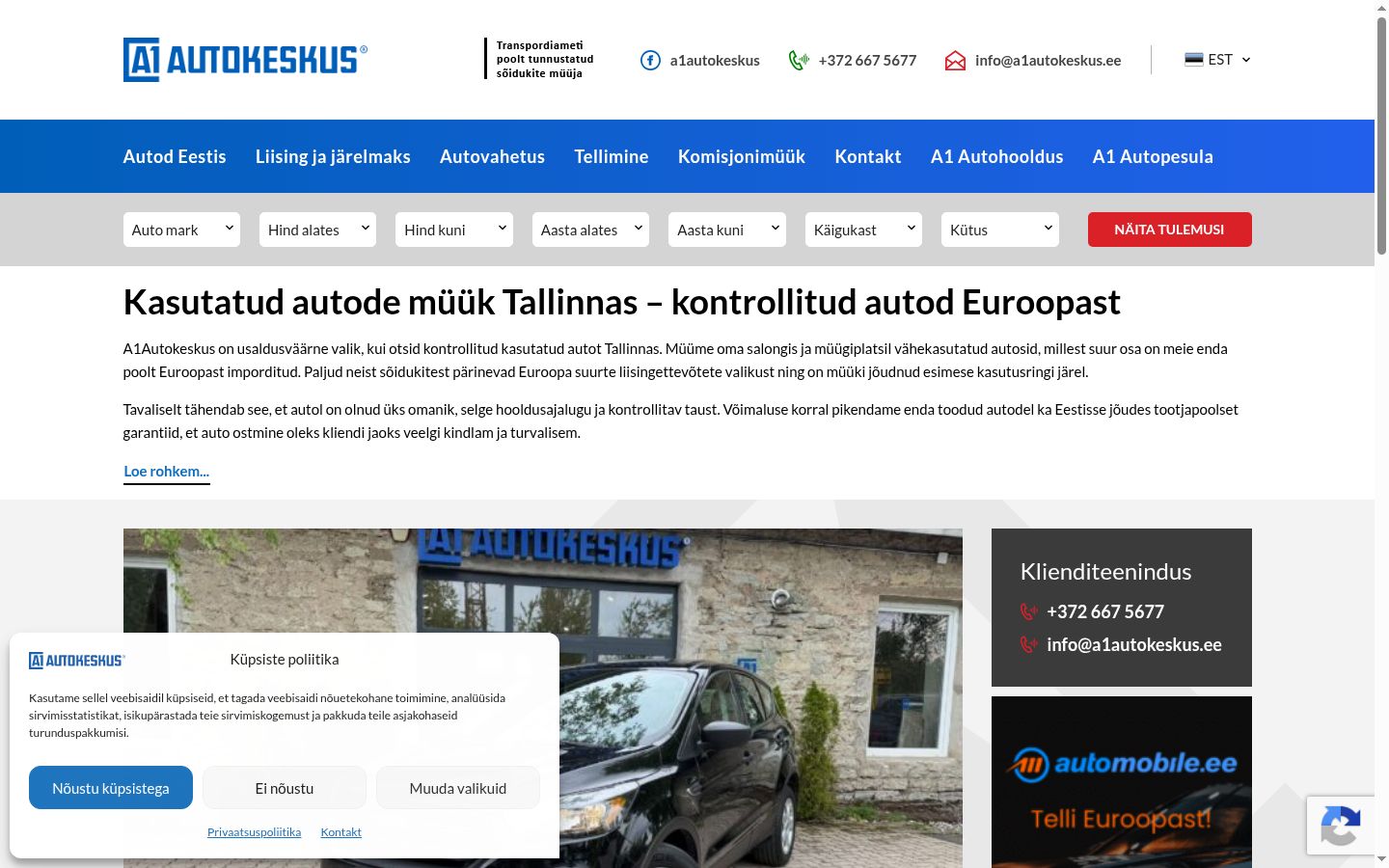 Snimka zaslona bannera za privolu prikazanog prije bilo kakve interakcije