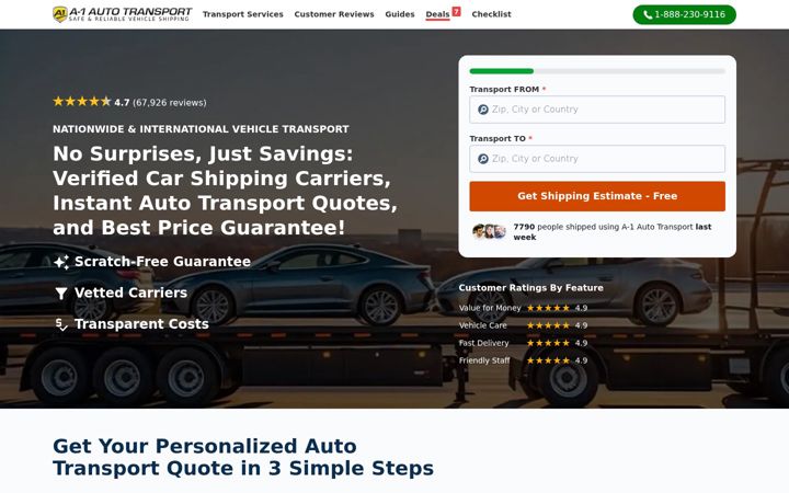 Screenshot of a1autotransport.com