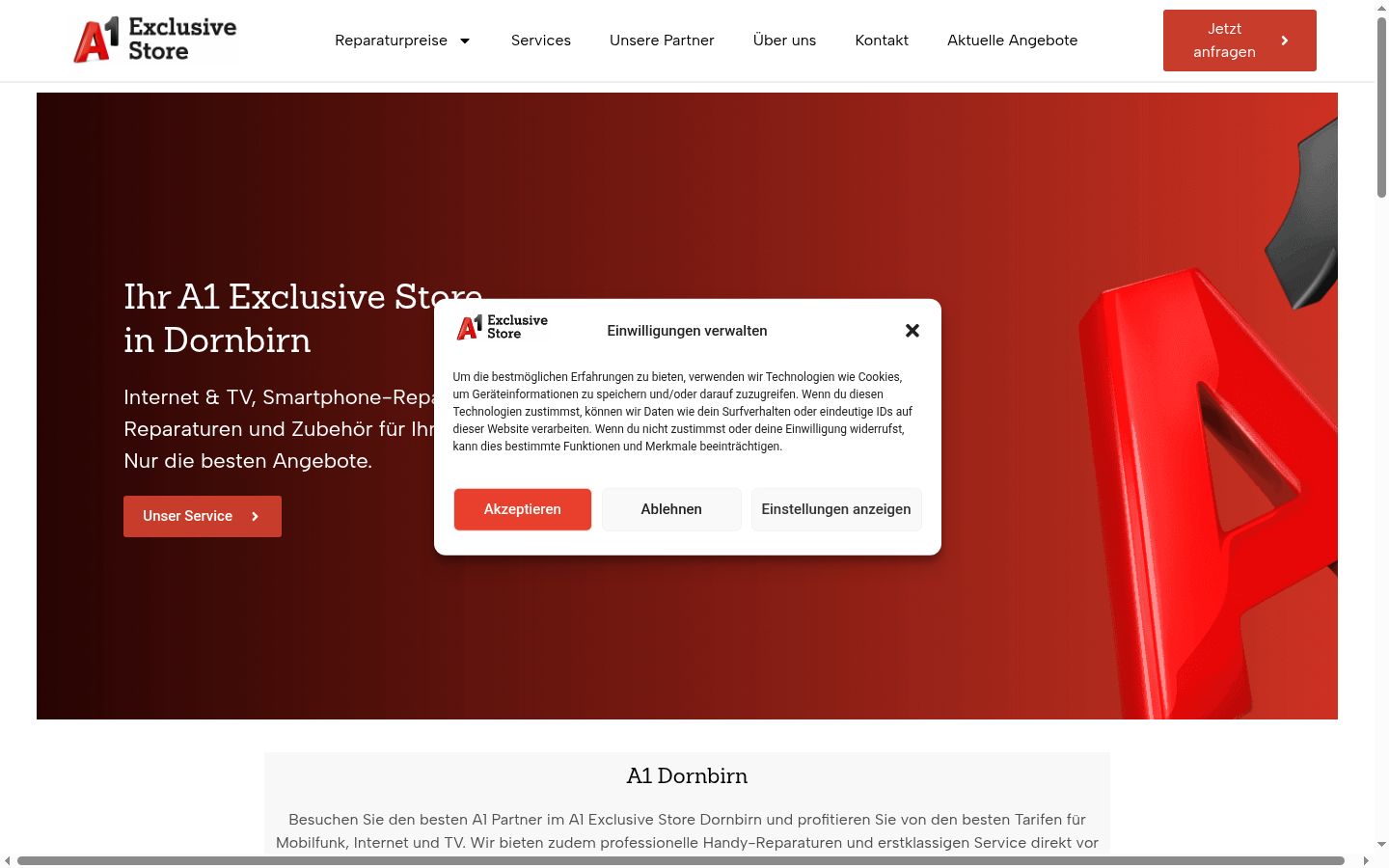 Screenshot van de toestemmingsbanner zoals getoond vóór enige interactie