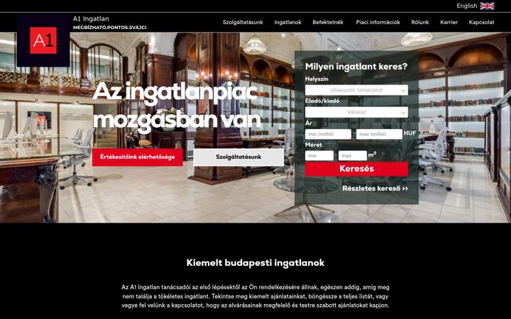 Screenshot of a1ingatlan.hu
