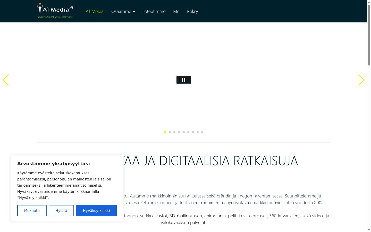 Screenshot of the consent banner shown before any interaction