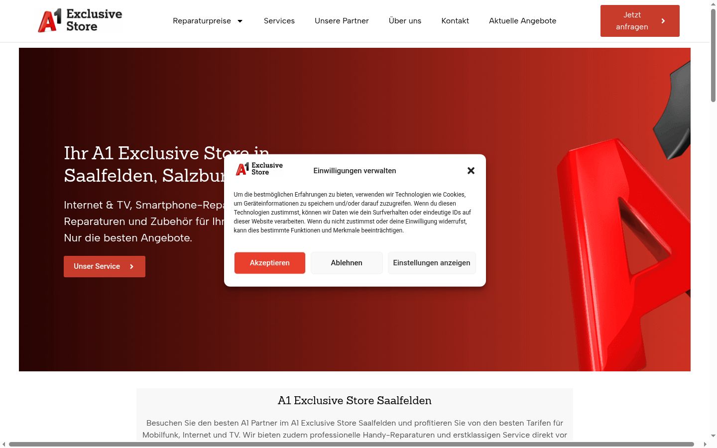 Screenshot van de toestemmingsbanner zoals getoond vóór enige interactie