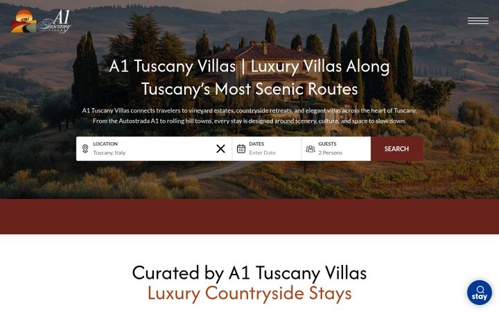 Screenshot of a1tuscanyvillas.com