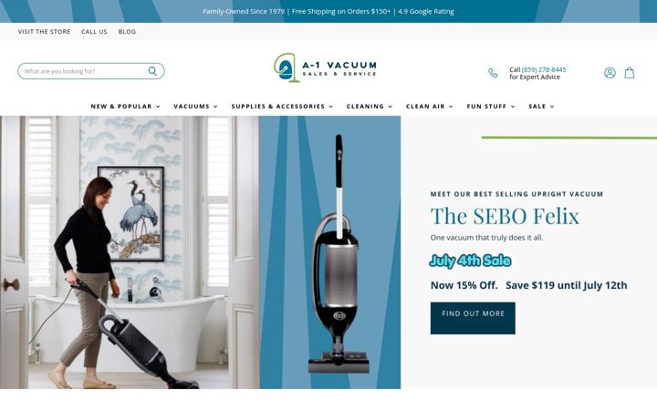 Screenshot of a1vacuumlex.com