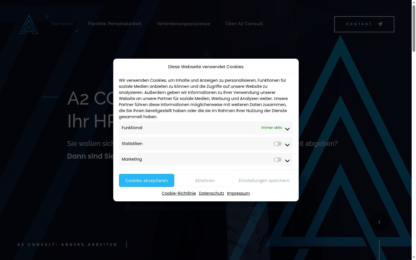 Capture d'écran de la bannière de consentement affichée avant toute interaction