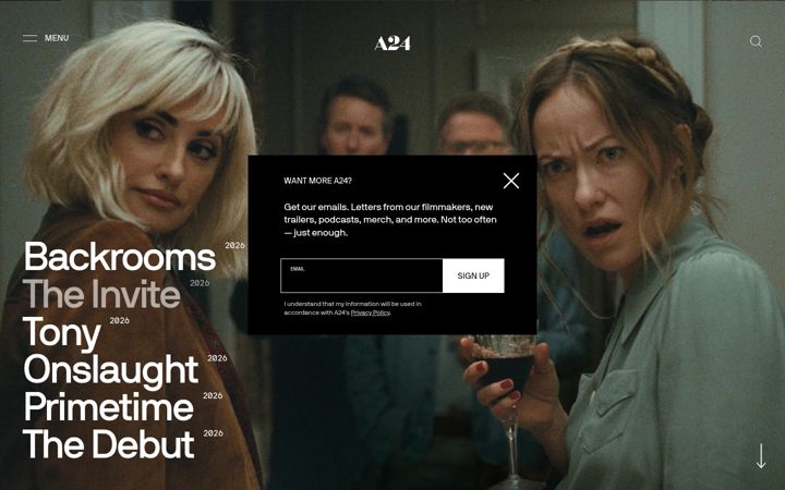 Snimka zaslona za a24films.com