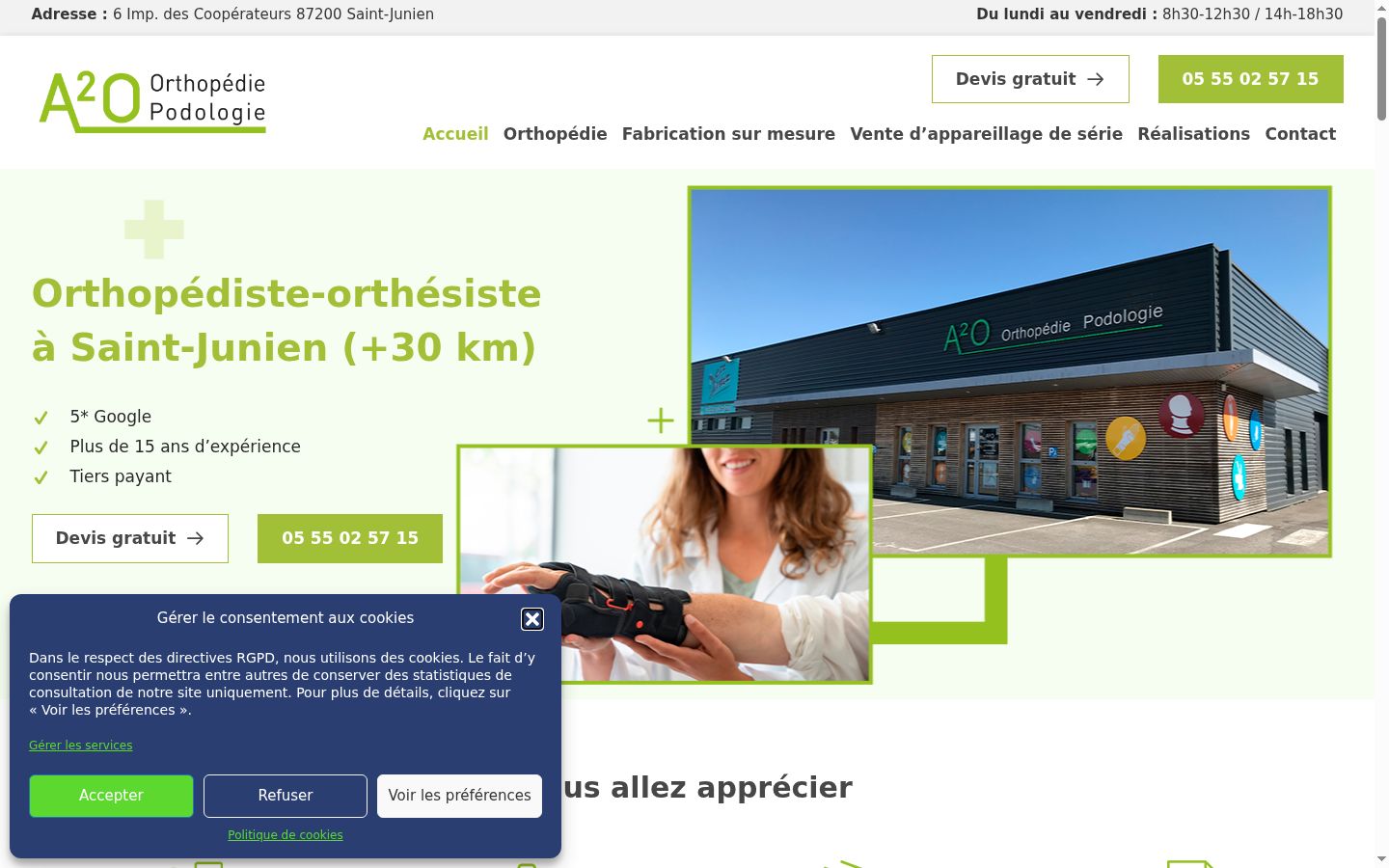 Capture d'écran de la bannière de consentement affichée avant toute interaction