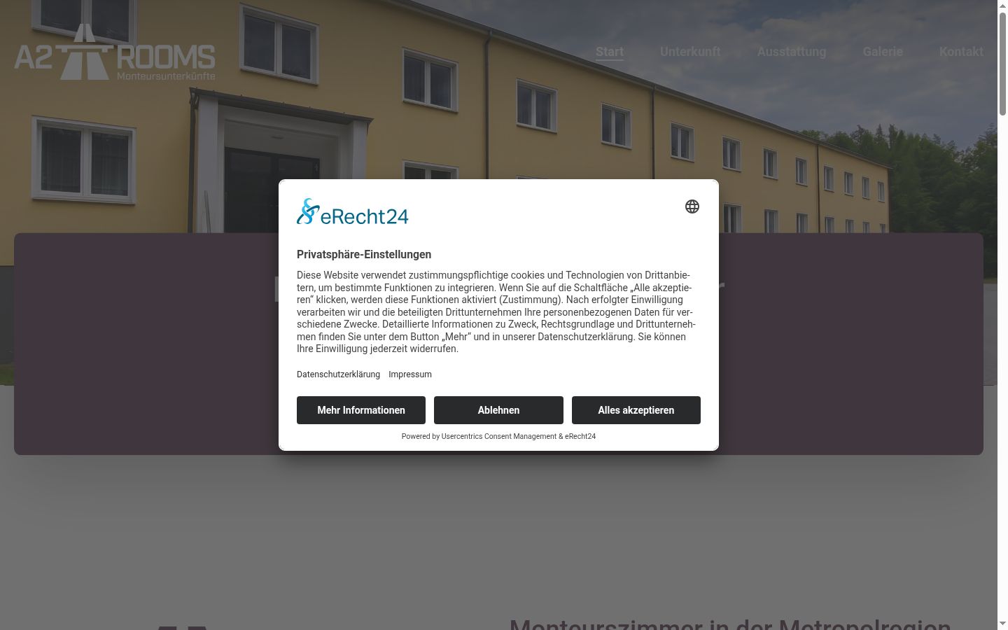 Screenshot del banner di consenso mostrato prima di qualsiasi interazione