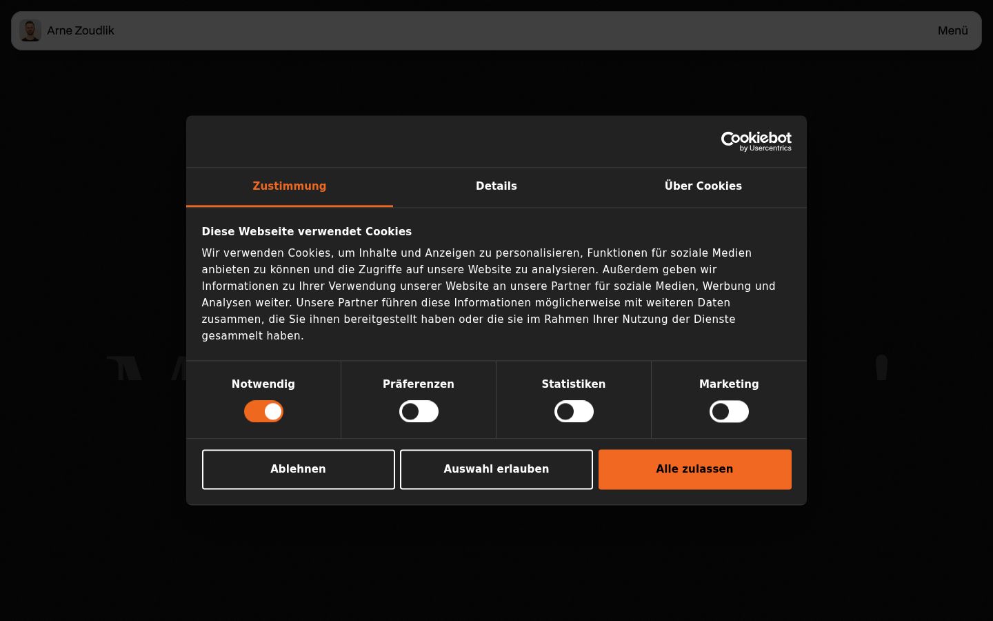 Screenshot tal-banner tal-kunsens muri qabel kwalunkwe interazzjoni