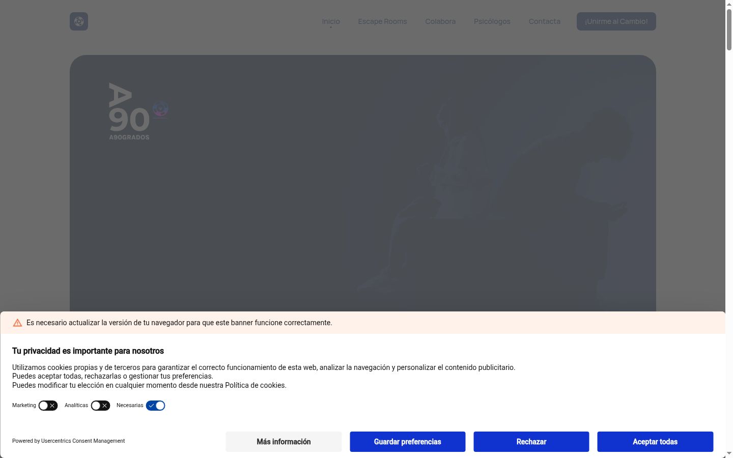 Zrzut ekranu banera zgody wyświetlanego przed jakąkolwiek interakcją