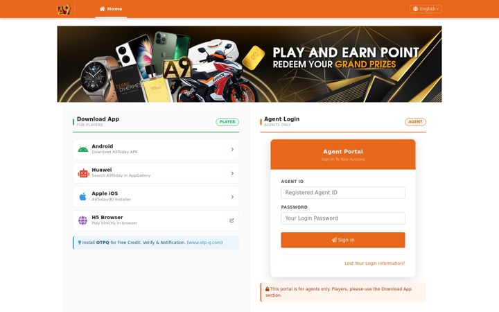 Screenshot of a9play3.com