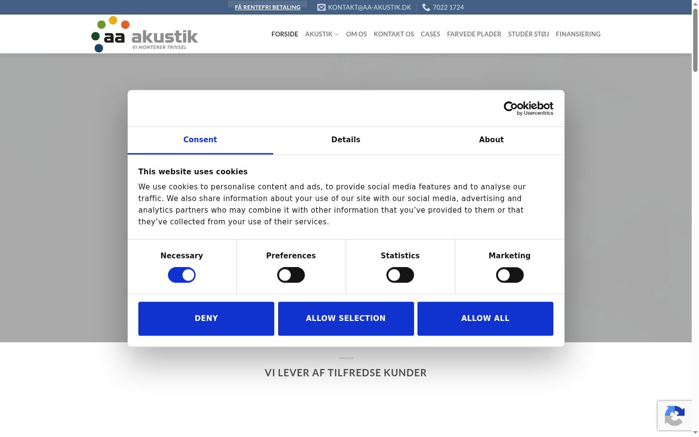 Screenshot of the consent banner shown before any interaction