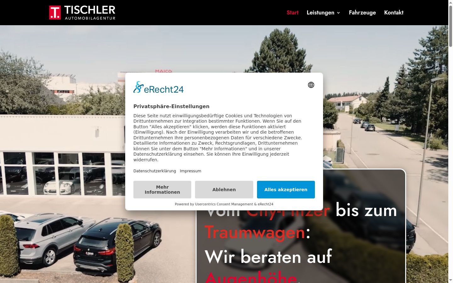 Screenshot of the consent banner shown before any interaction