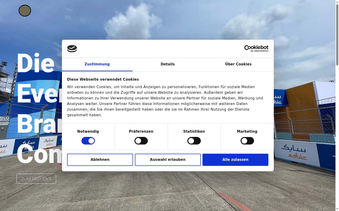 Screenshot del banner di consenso mostrato prima di qualsiasi interazione
