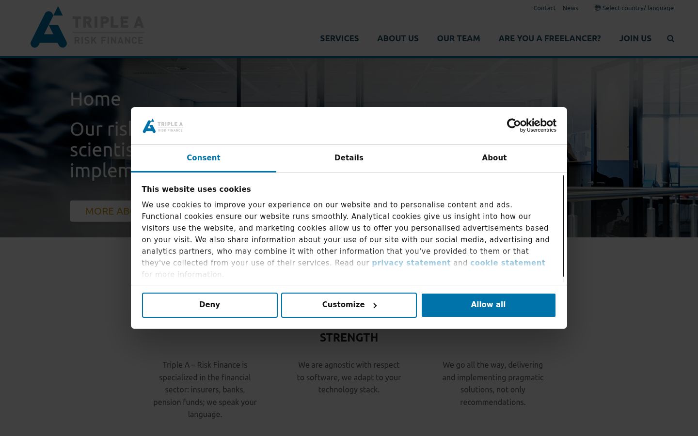Capture d'écran de la bannière de consentement affichée avant toute interaction