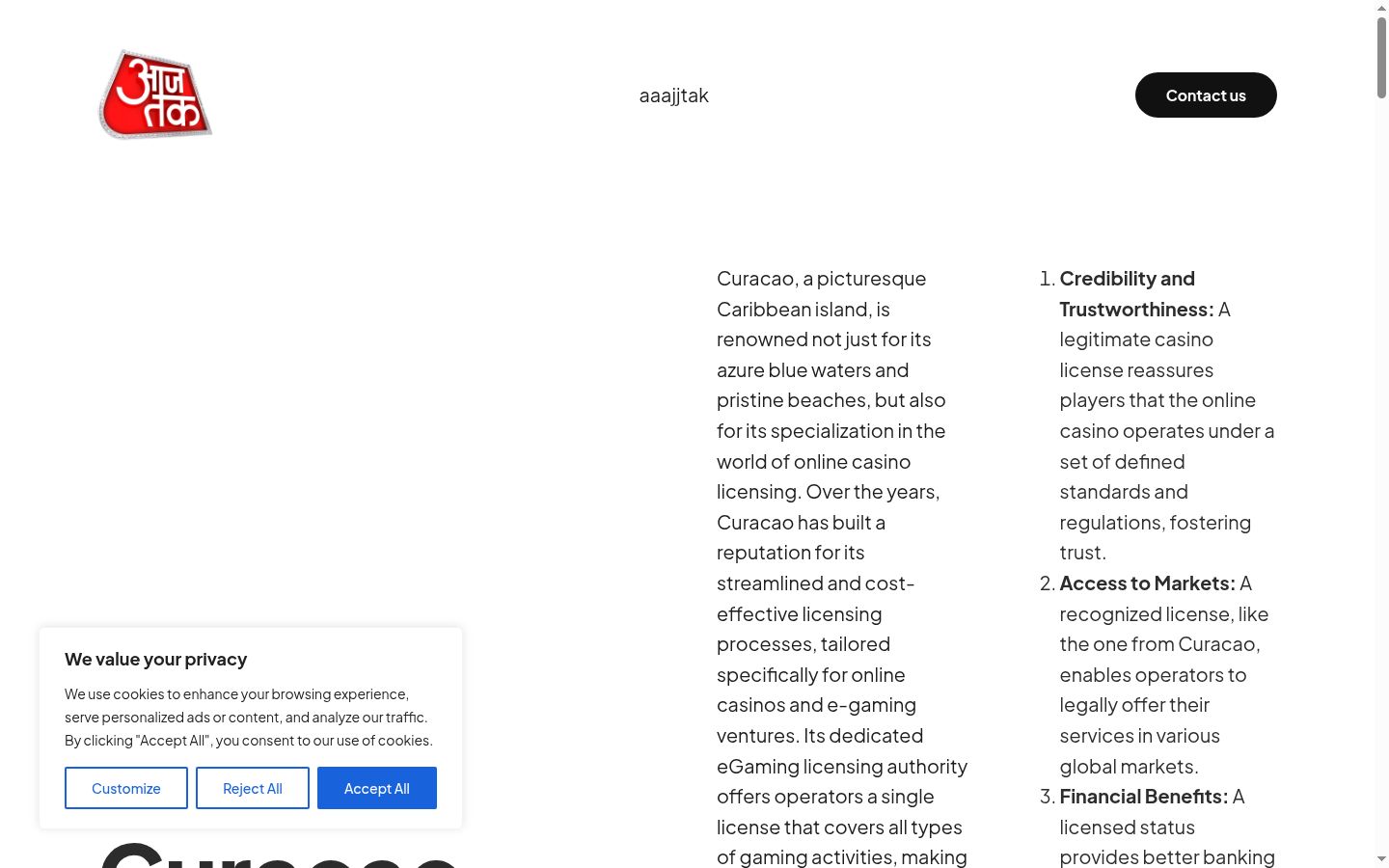 Screenshot del banner di consenso mostrato prima di qualsiasi interazione